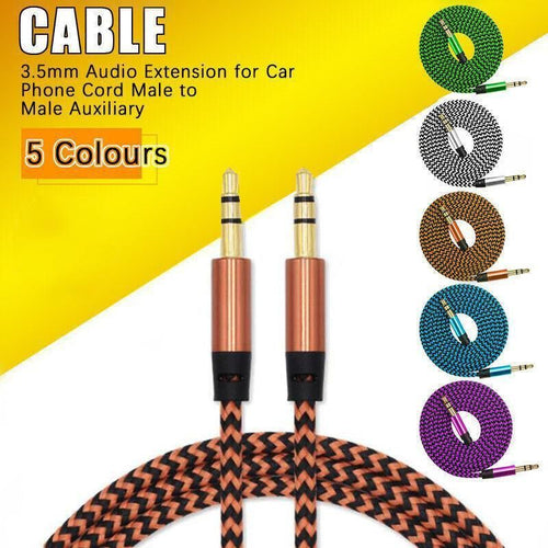 AUX Cable 3.5mm Stereo Audio Input Extension Male to Male Auxiliary Car Cord - White — product image 2