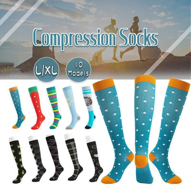 L/XL Compression Socks – Black Lattice Pattern, 20–30mmHg