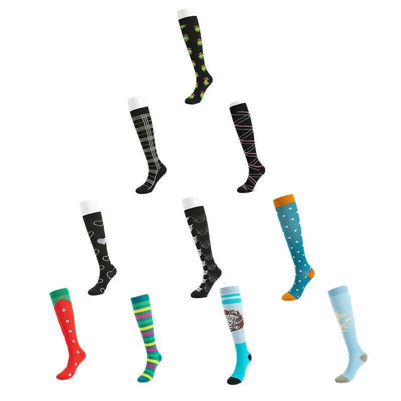 L/XL Compression Socks – Black Lattice Pattern, 20–30mmHg