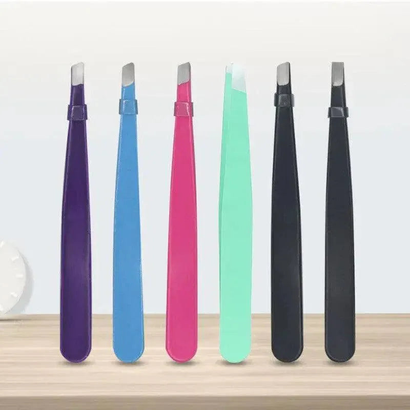 Stainless Steel Hair Eyebrow Tweezers Plucker Puller Beauty Slanted Nail Tip - Green