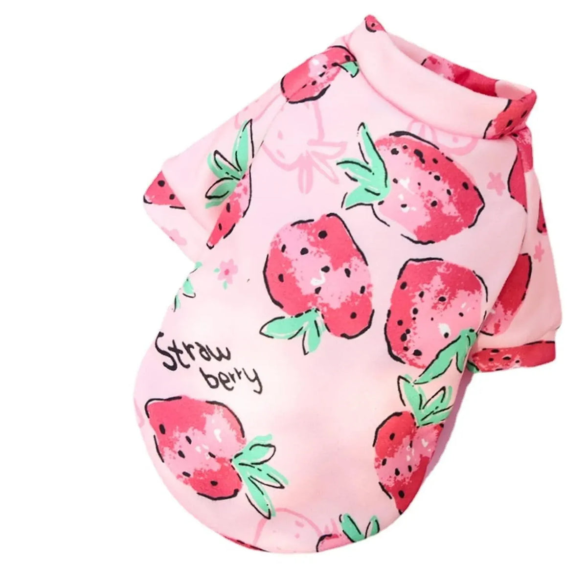 Plush Pet Winter Jumper - Large, Pink Strawberry