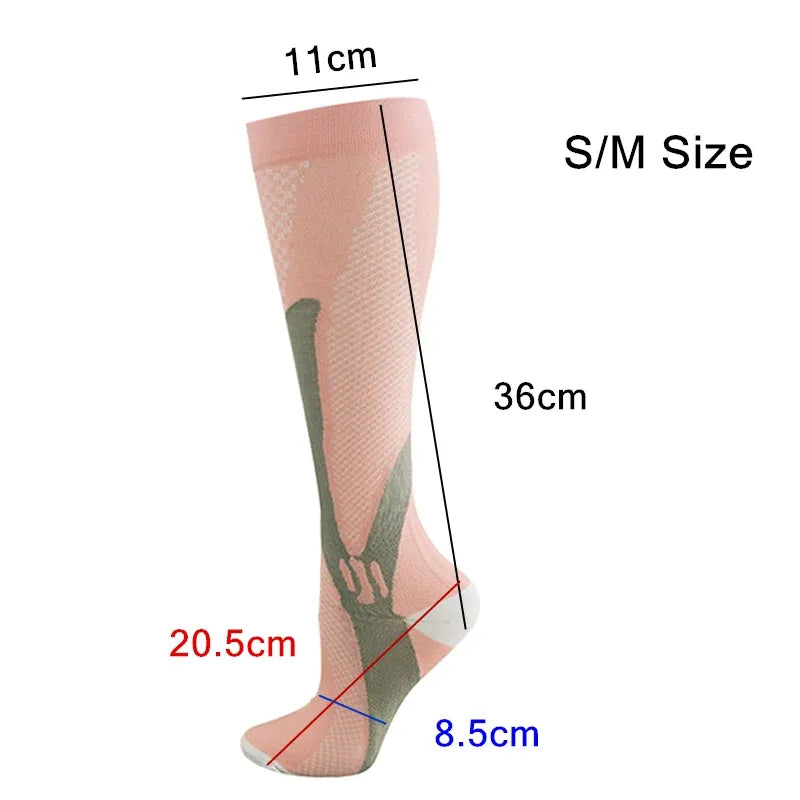 Copper Compression Socks for Running Travel Sports Anti Fatigue Support S/M Unisex - White