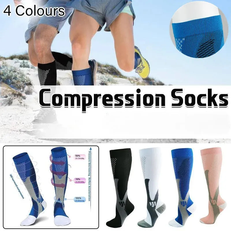 Copper Compression Socks for Running Travel Sports Anti Fatigue Support S/M Unisex - Pink