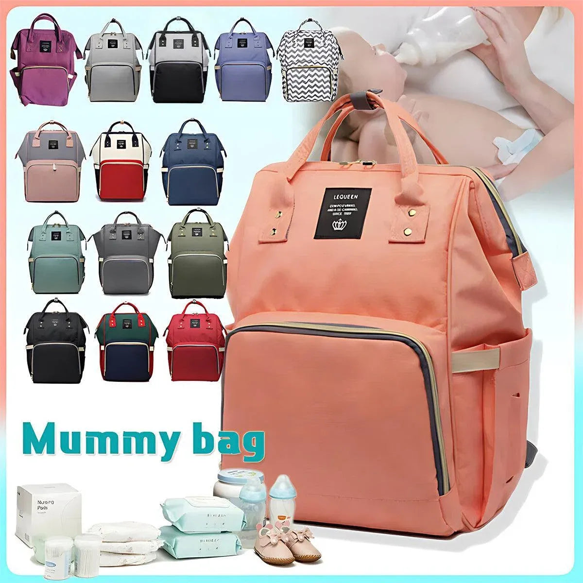 Baby Nappy Changing Backpack – Black, 40cm — product image 2