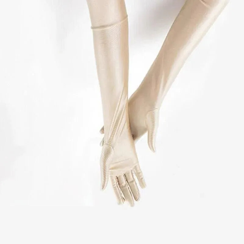 Elegant Long Satin Evening Gloves Formal Dress Accessory for Opera Prom Party Women - Champagne