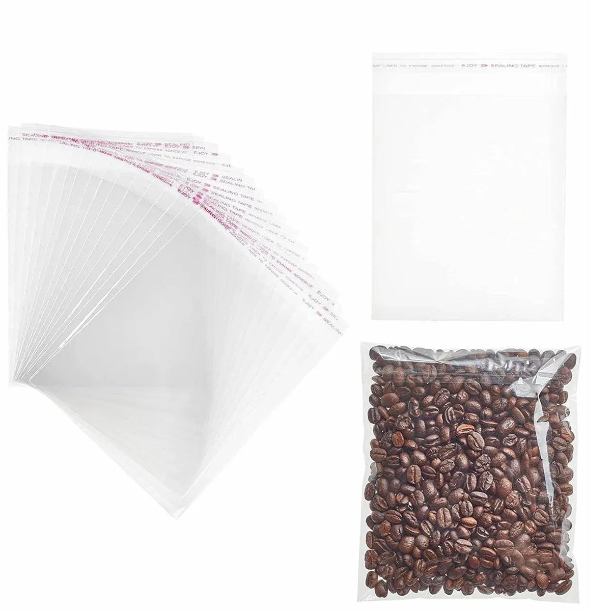 Multi-size Clear Self-Seal Cellophane Bags - Bulk Adhesive Opp - 20*30+4 — product photo 6