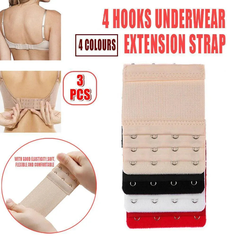 4 Hooks Underwear Extension Bra Buckle Bra Extender Hook Brassiere Strap - Red