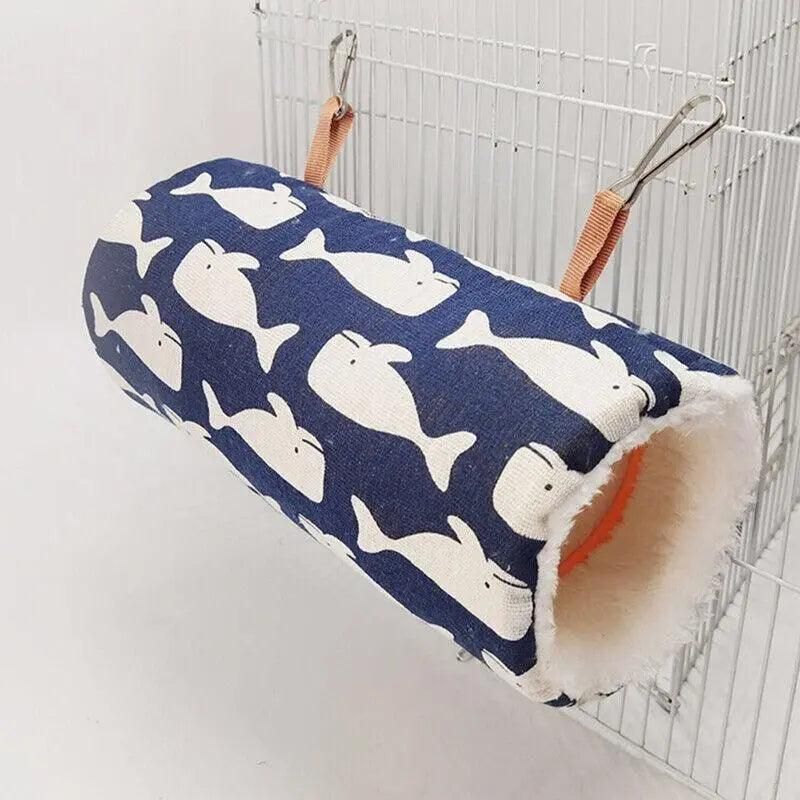 Hanging Small Pet Tunnel Hammock - Key Tower Pattern