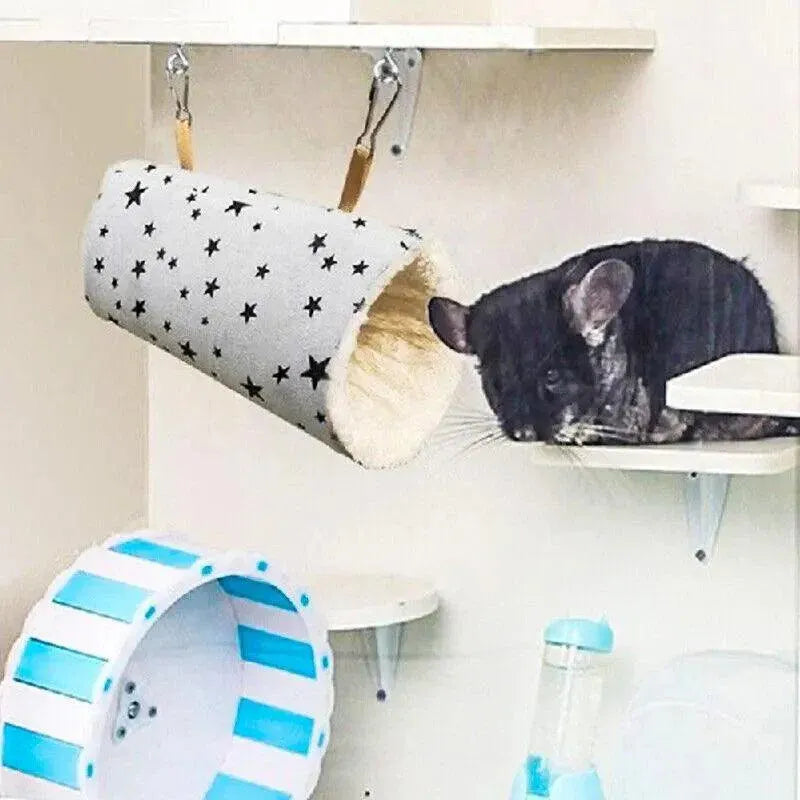 Hanging Small Pet Tunnel Hammock - Pink Cat Pattern