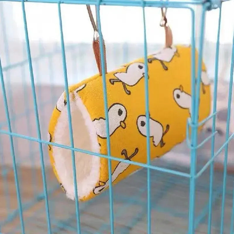 Hanging Small Pet Tunnel Hammock - Pink Cat Pattern
