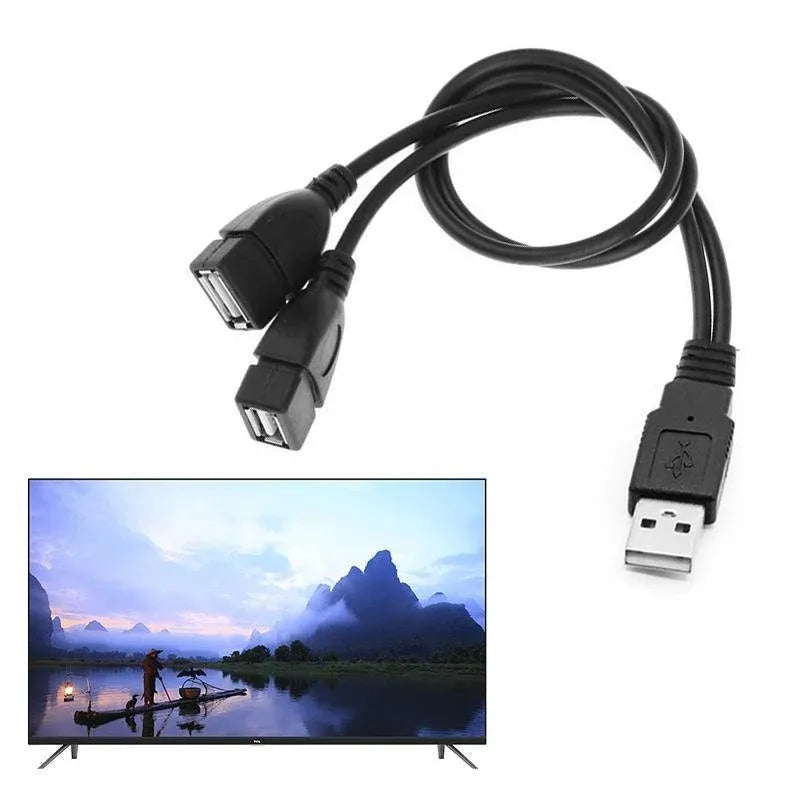 Double USB Extension A-Male to 2 A-Female Y Cable Cord Power Adapter Splitter
