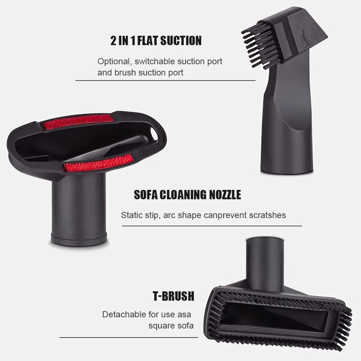 6-Piece Vacuum Cleaner Nozzle and Brush Attachment Set – 32 mm