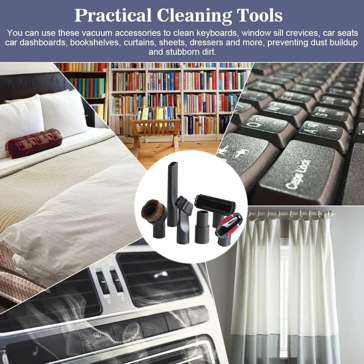 6-Piece Vacuum Cleaner Nozzle and Brush Attachment Set – 32 mm
