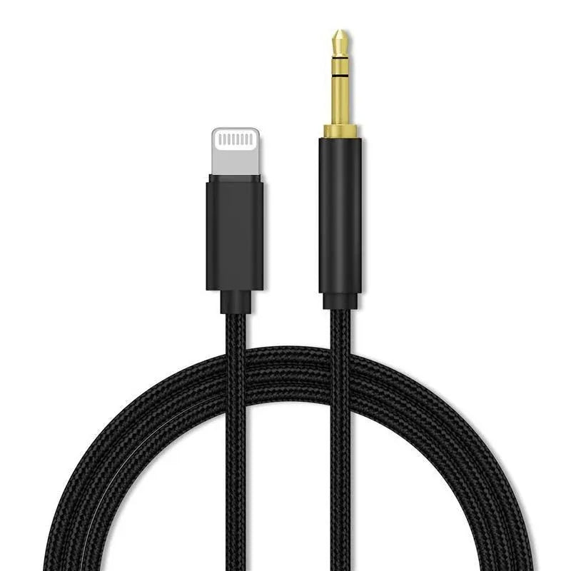 Lightning to 3.5mm Aux Audio Cable Adapter for Car Speaker Headphone Sound System - Black