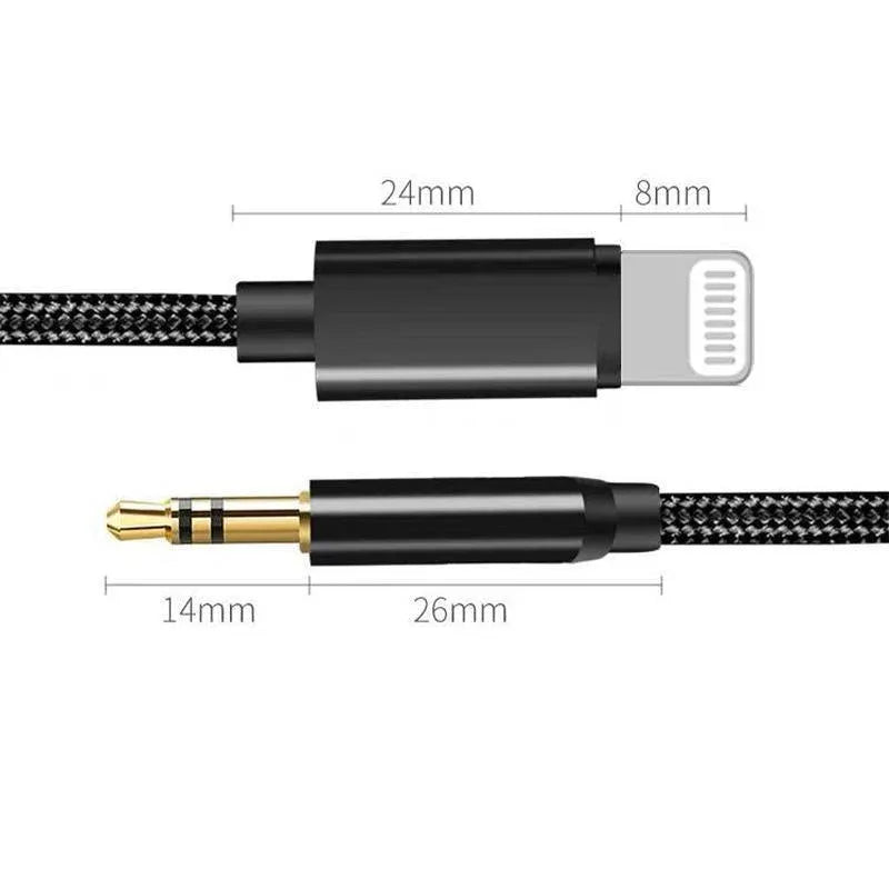 Lightning to 3.5mm Aux Audio Cable Adapter for Car Speaker Headphone Sound System - Pink