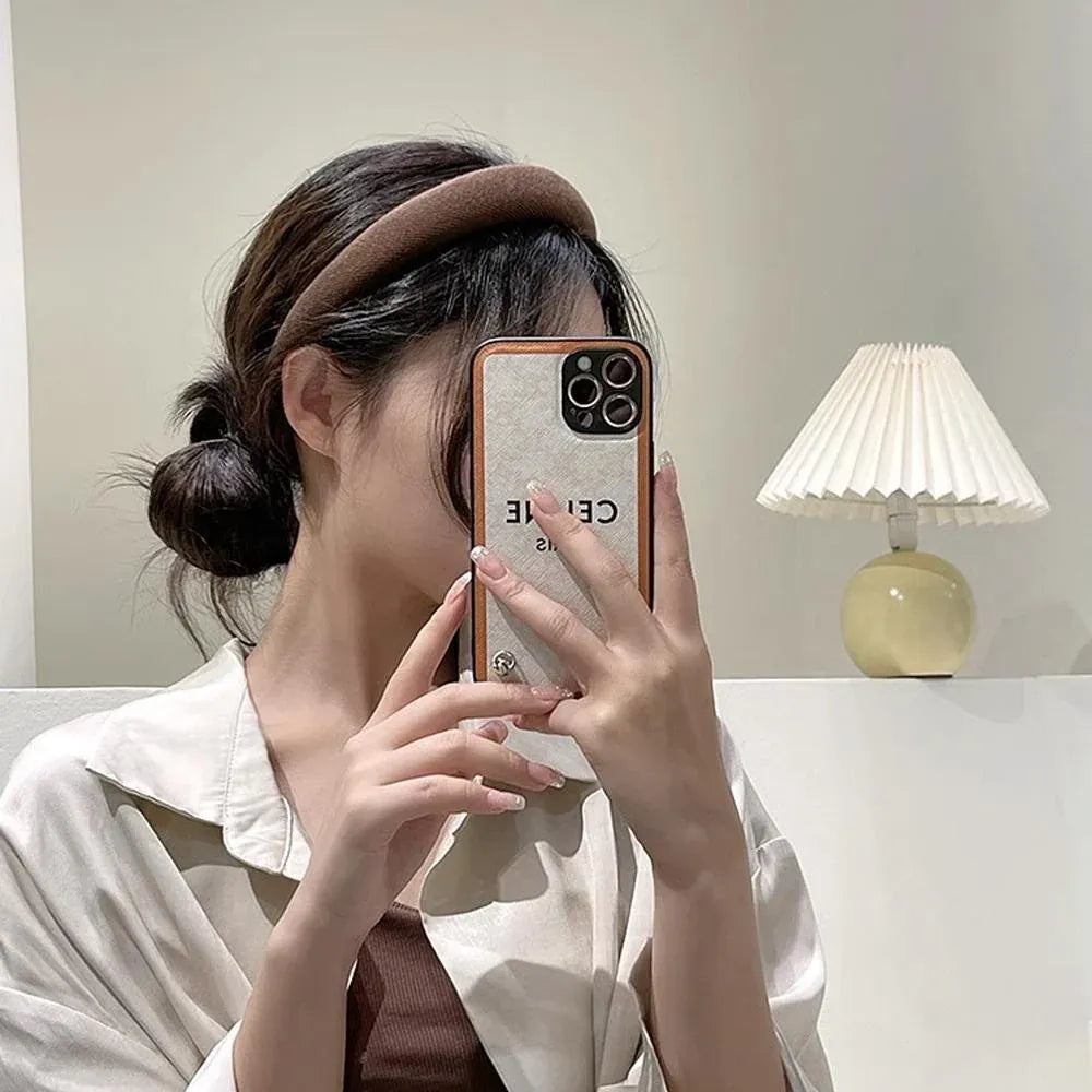 Ladies Headband Padded Hairband Wide Sponge Hair Hoop Solid Colour Accessories - Light Coffee