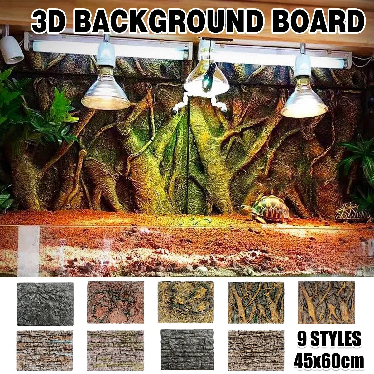 3D EPS Foam Reptile Terrarium Background, Style D, 60 × 45 cm