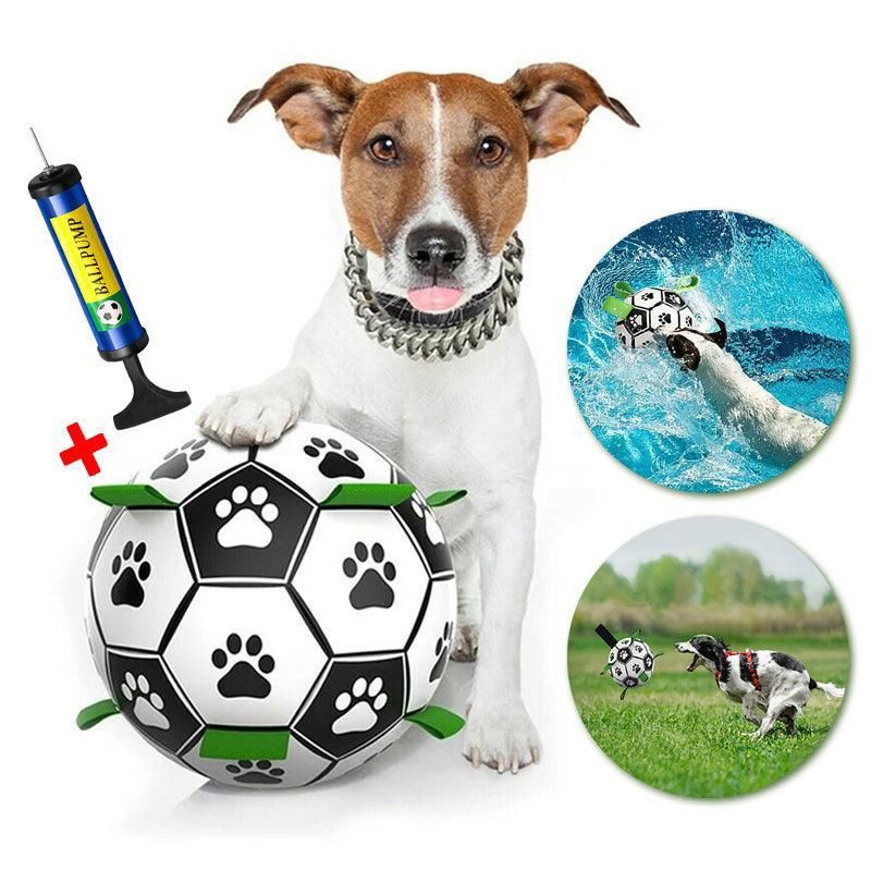 Inflatable Dog Football with Grab Tabs, 15 cm, Pump Included