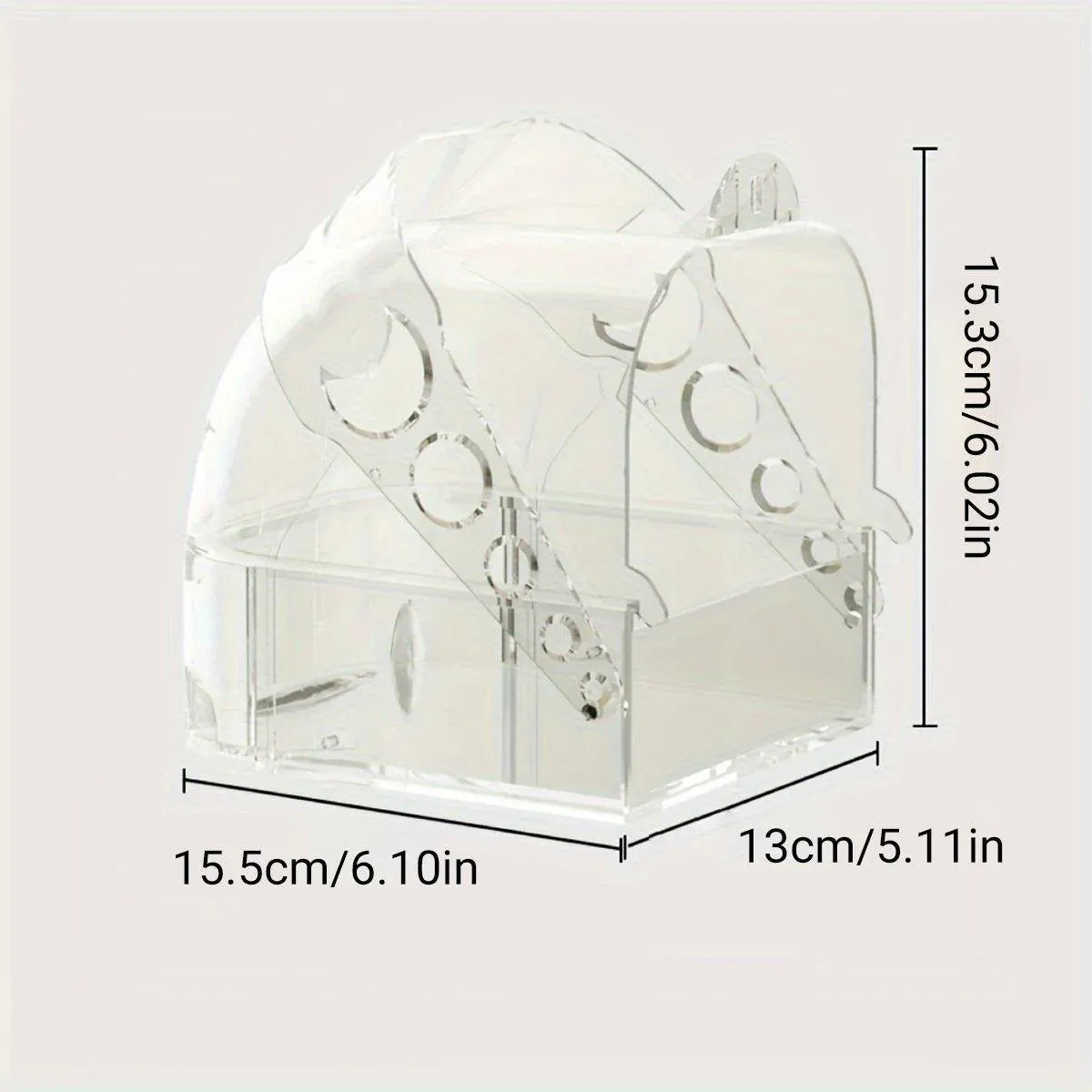 Transparent Clip-On Bird Bath Box - 15.5 × 13 × 15.3 cm