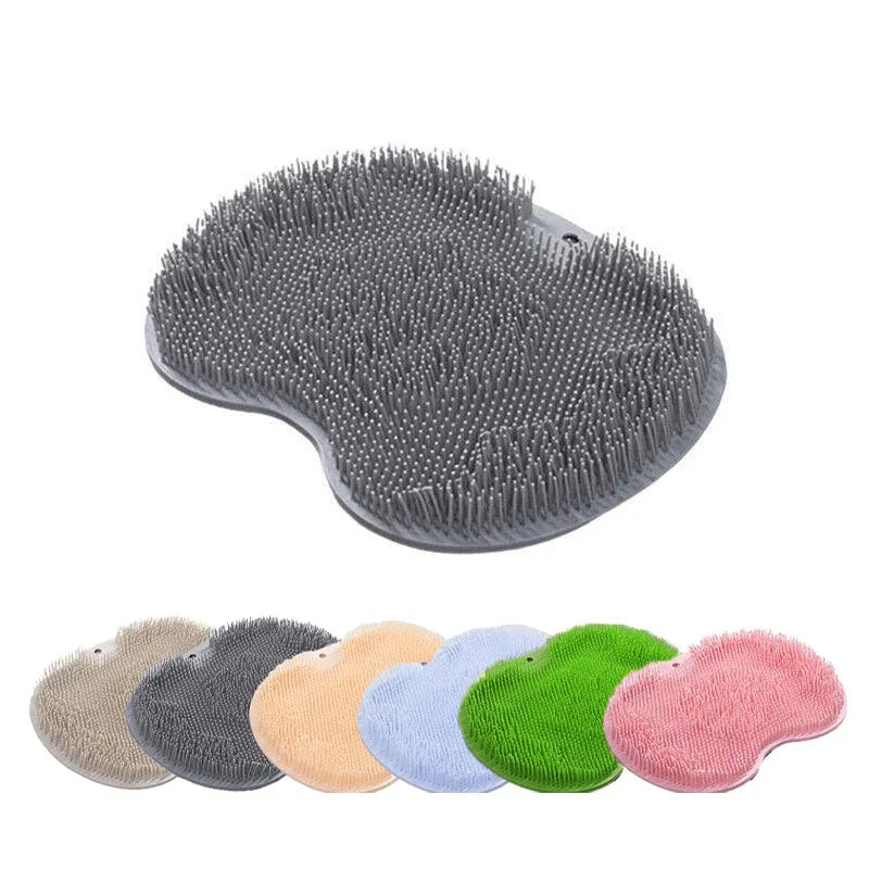 Foot Back Body Scrubber Massager Pad Shower Bath Exfoliating Brush Cleaning Mat - Brown