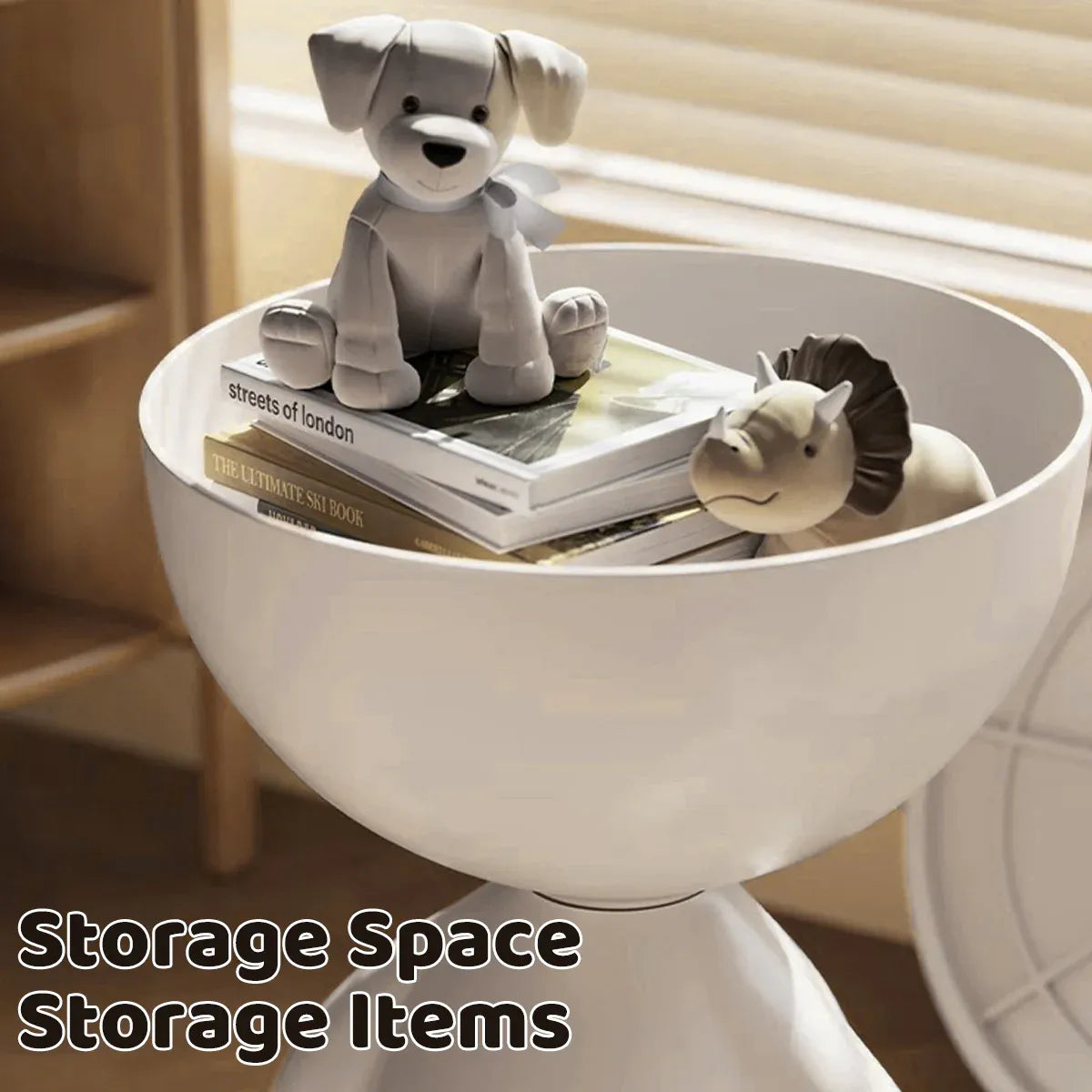 Plastic Bedside Table Sofa End Table Storage Rack Movable Coffee Table Mini Bear