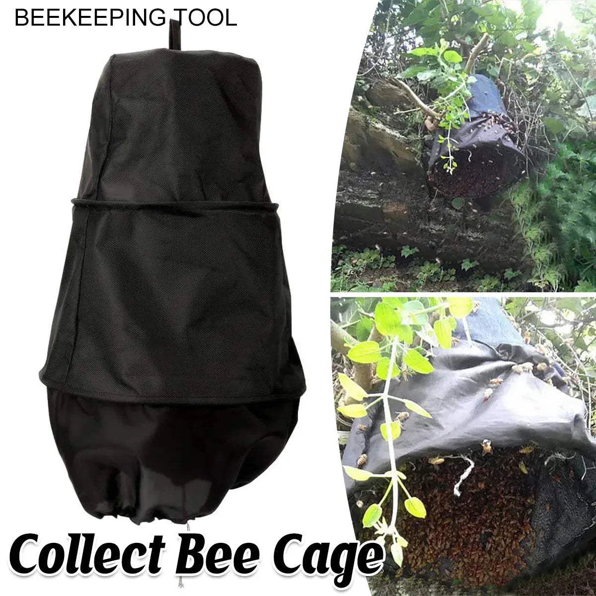 Breathable Bee Swarm Collection Mesh Bag - Black, 50 cm