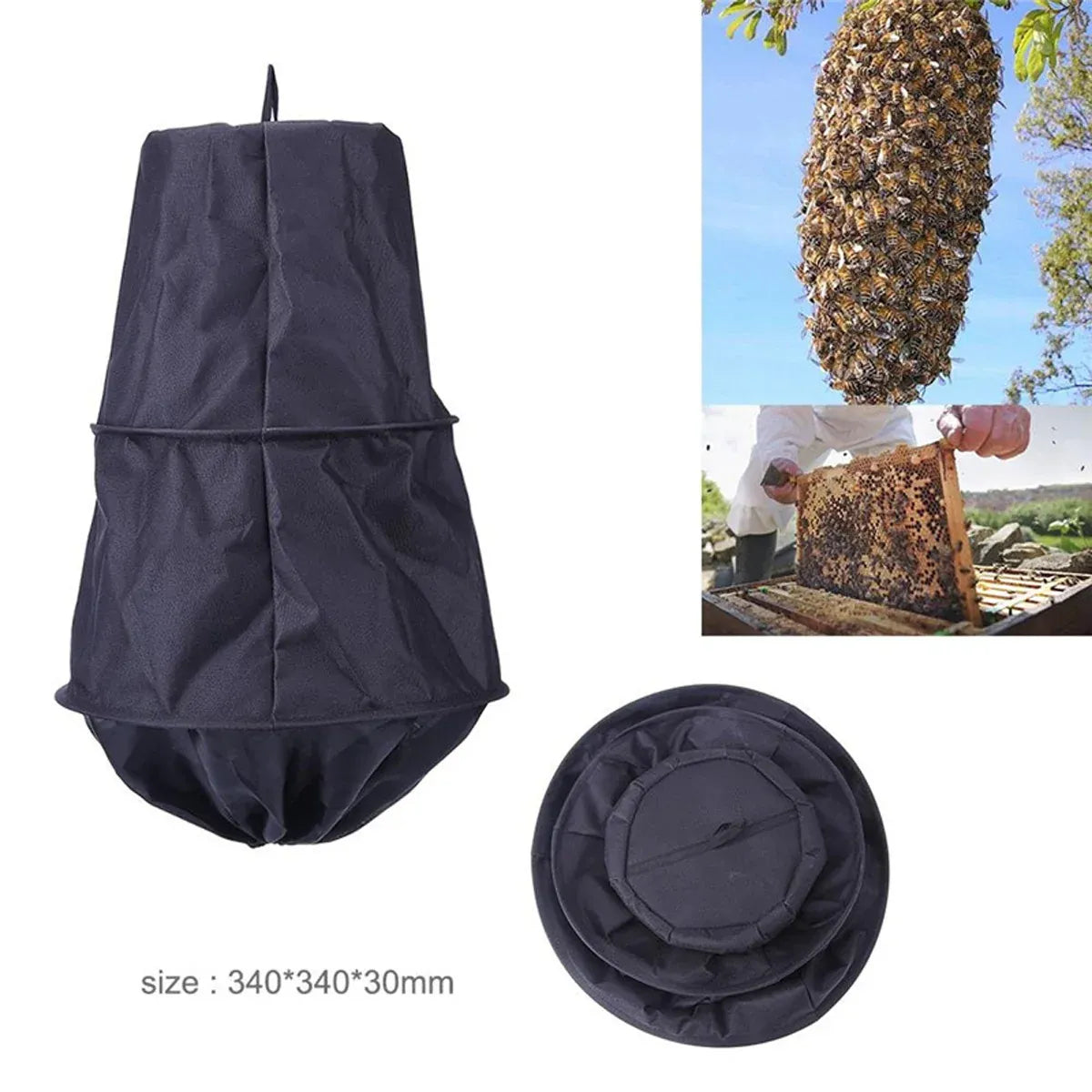 Breathable Bee Swarm Collection Mesh Bag - Black, 50 cm