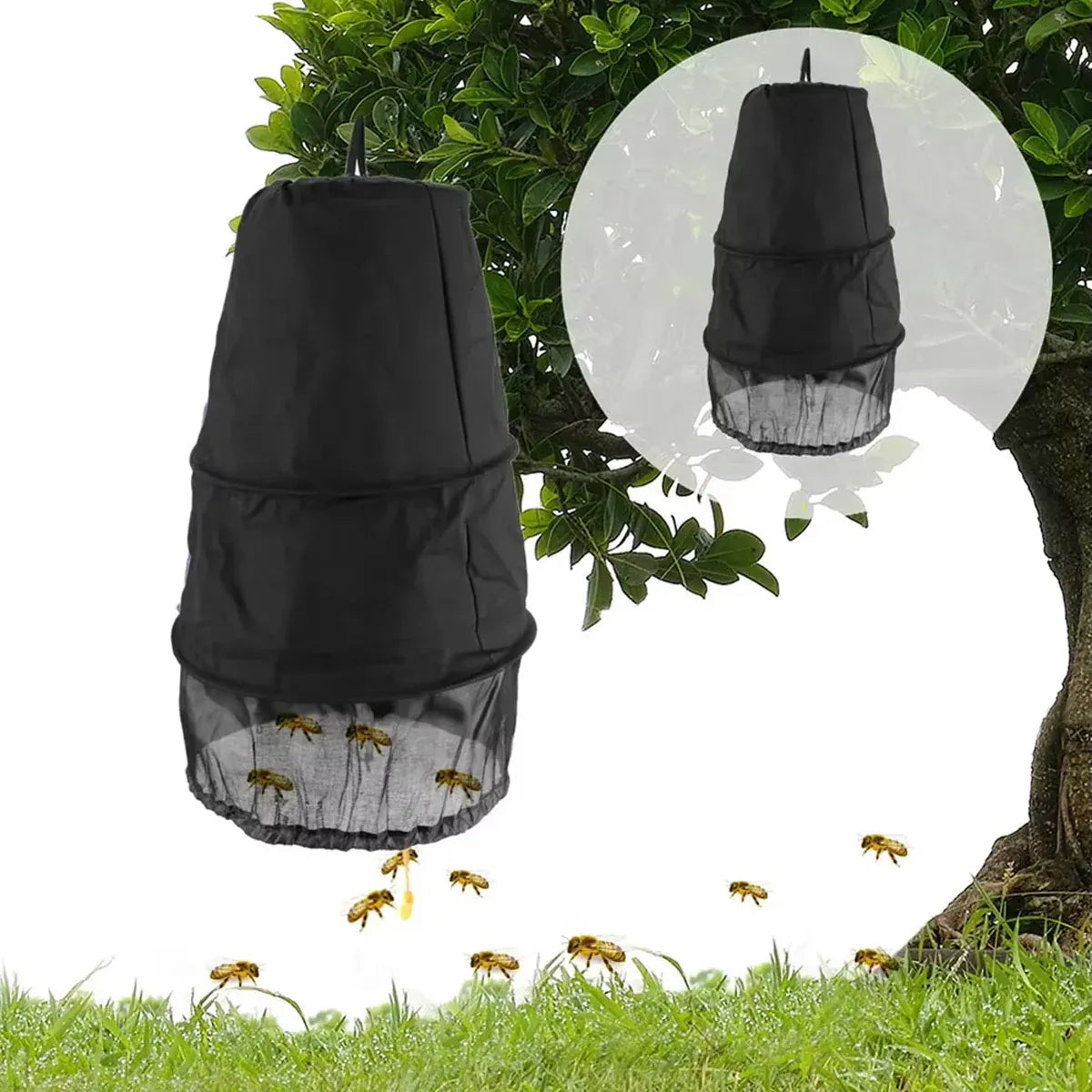 Breathable Bee Swarm Collection Mesh Bag - Black, 50 cm