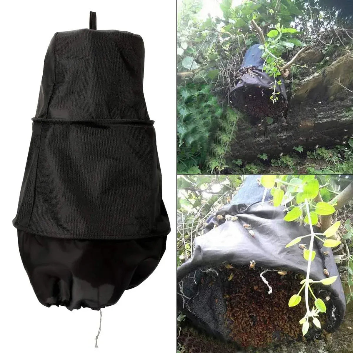 Breathable Bee Swarm Collection Mesh Bag - Black, 50 cm