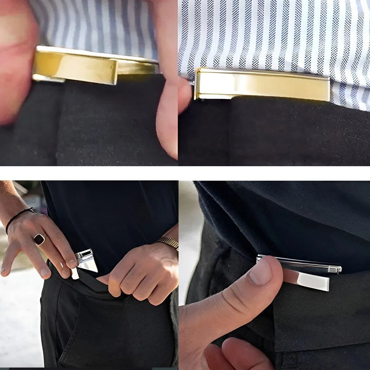 Folding Multipurpose Belt Clip Adjustable Buckle for Pants Belts and Accessories - Black