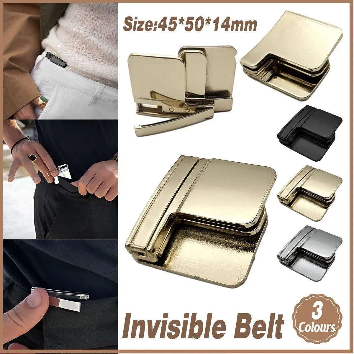Folding Multipurpose Belt Clip Adjustable Buckle for Pants Belts and Accessories - Silver