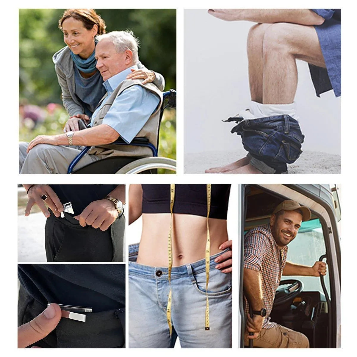 Folding Multipurpose Belt Clip Adjustable Buckle for Pants Belts and Accessories - Silver