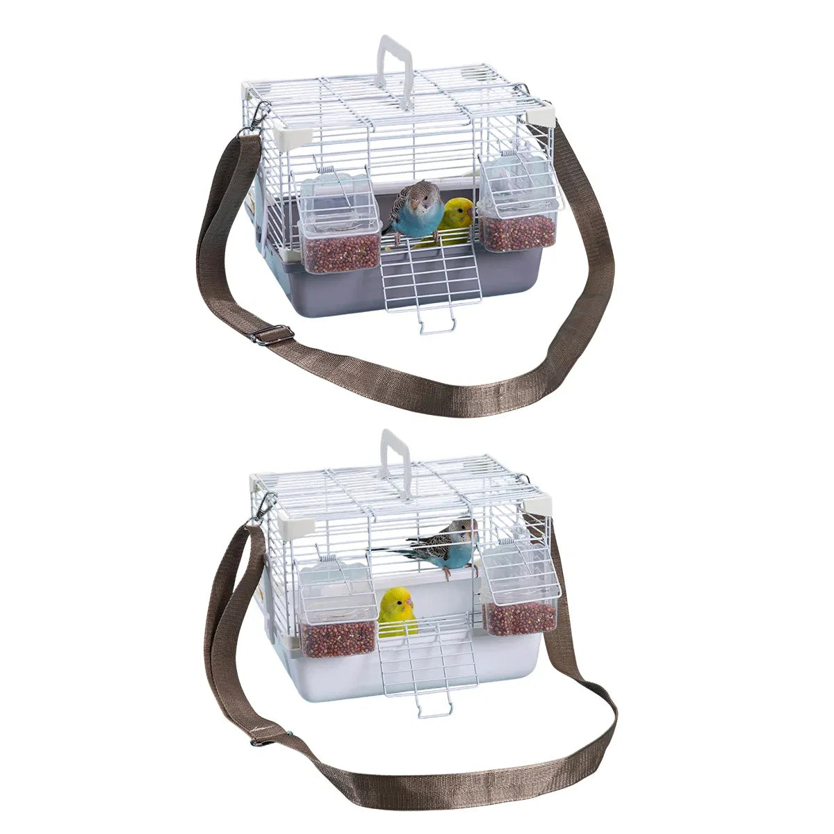 Grey Portable Wire Bird Travel Carrier with Strap & Perch – 27 × 20 × 20 cm – product image 3 of 13