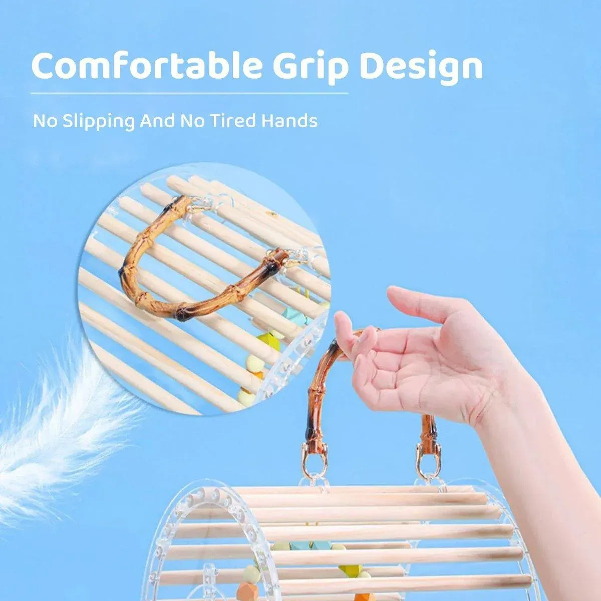 Portable Clear Acrylic Bird Travel Carrier with Perches - Small