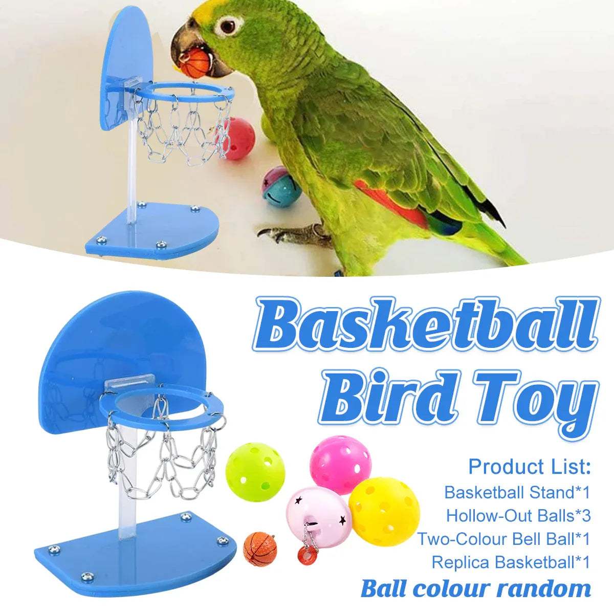 Mini Parrot Basketball Training Game - Blue, 15 cm