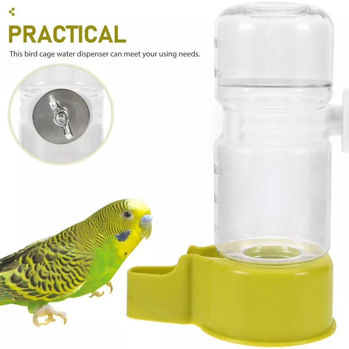 Cage-Mounted Gravity Bird Water Dispenser - White