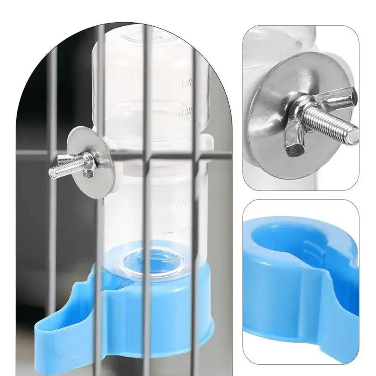 Cage-Mounted Gravity Bird Water Dispenser - White