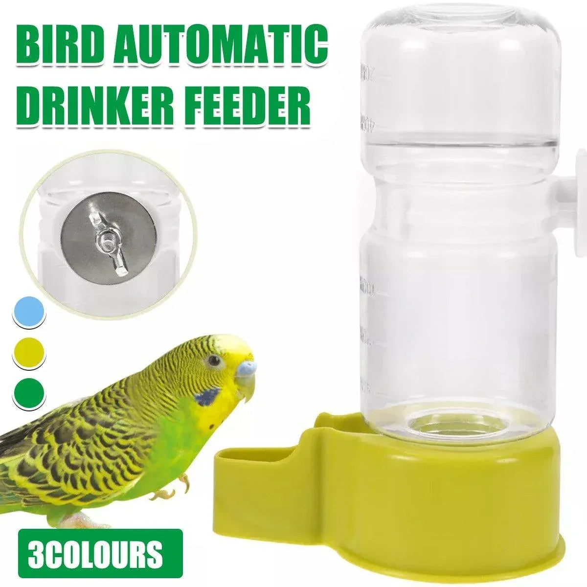 Cage-Mounted Gravity Bird Water Dispenser - White