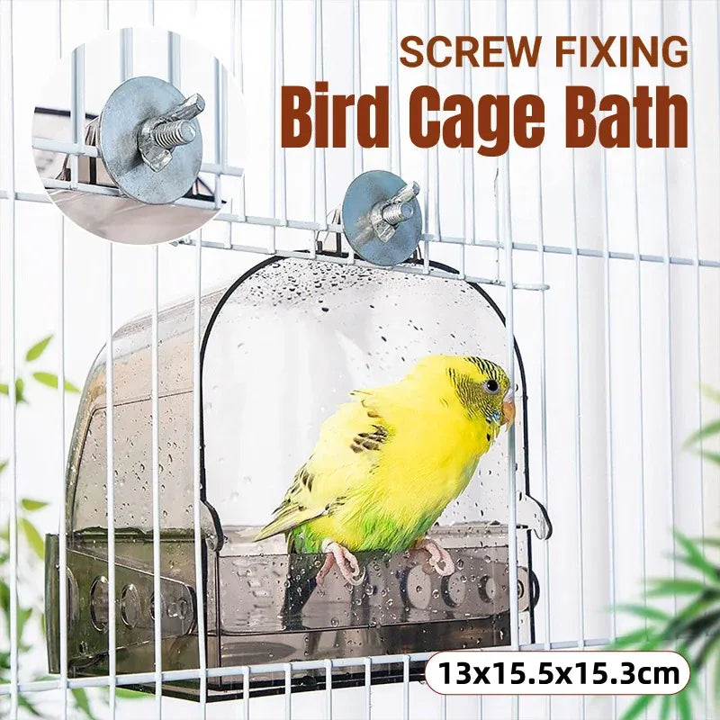 Grey Cage-Mounted Parrot Bath Box – 13 × 15.5 × 15.5 cm – product image 1 of 14