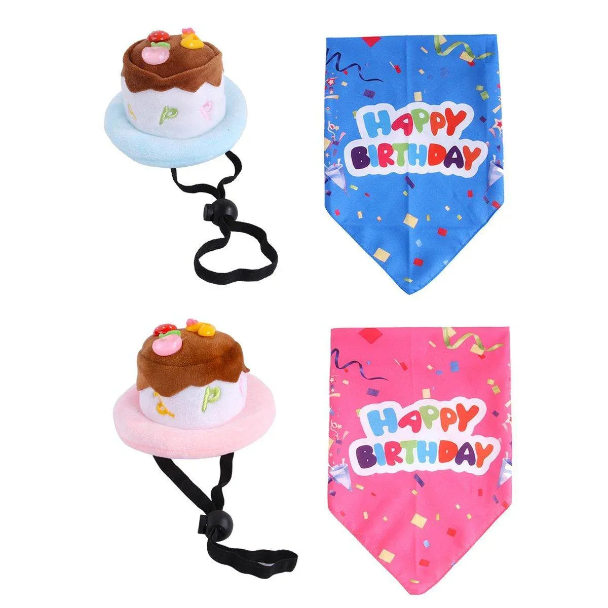 Pet Birthday Cake Hat & Bandana Costume Set - Pink, 2 Pieces