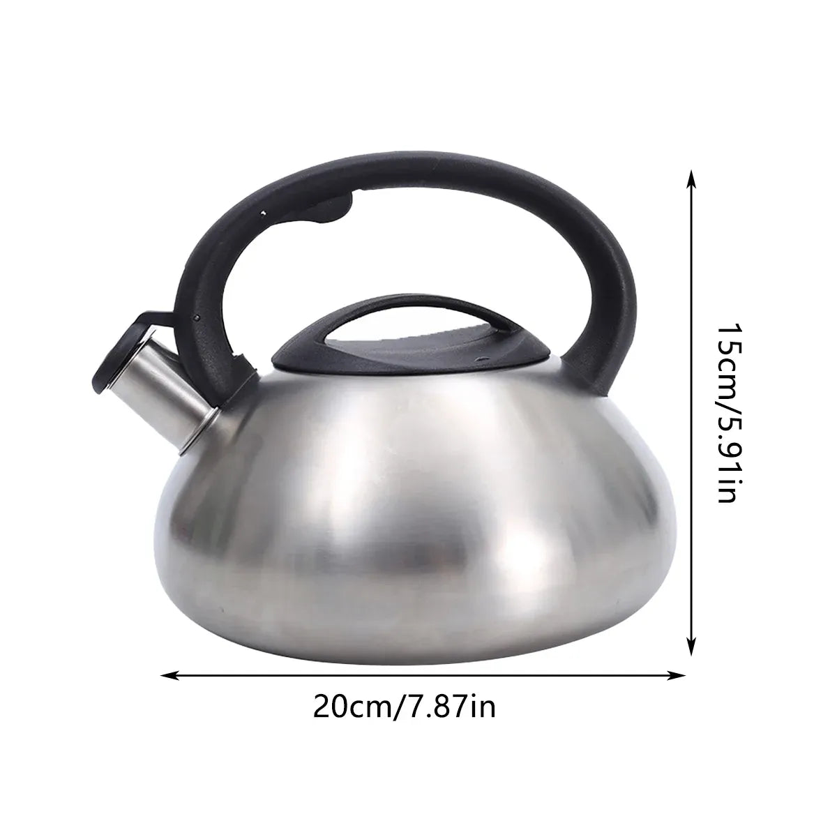 3 L Matte Silver Stainless Steel Whistling Stovetop Kettle