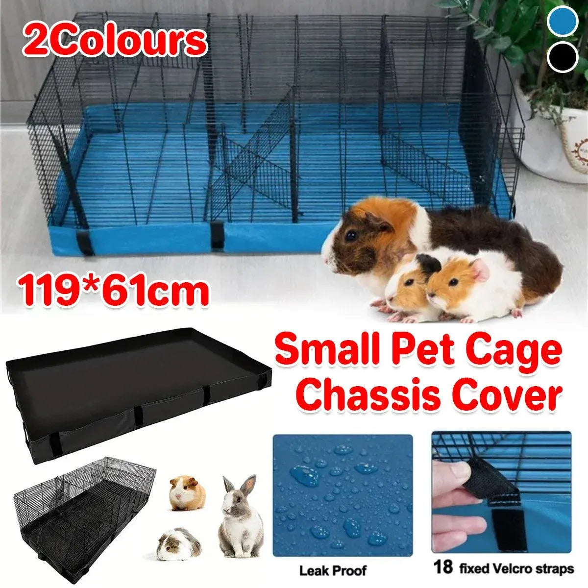 Water-Resistant Small-Pet Cage Floor Liner, Black, 119 × 61 cm
