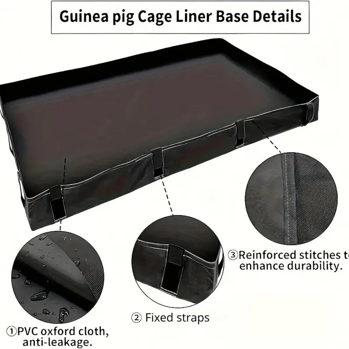 Water-Resistant Small-Pet Cage Floor Liner, Black, 119 × 61 cm