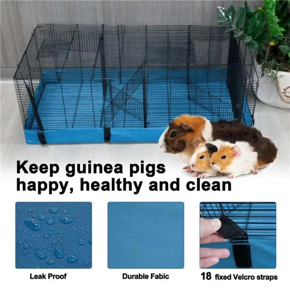 Water-Resistant Small-Pet Cage Floor Liner, Black, 119 × 61 cm