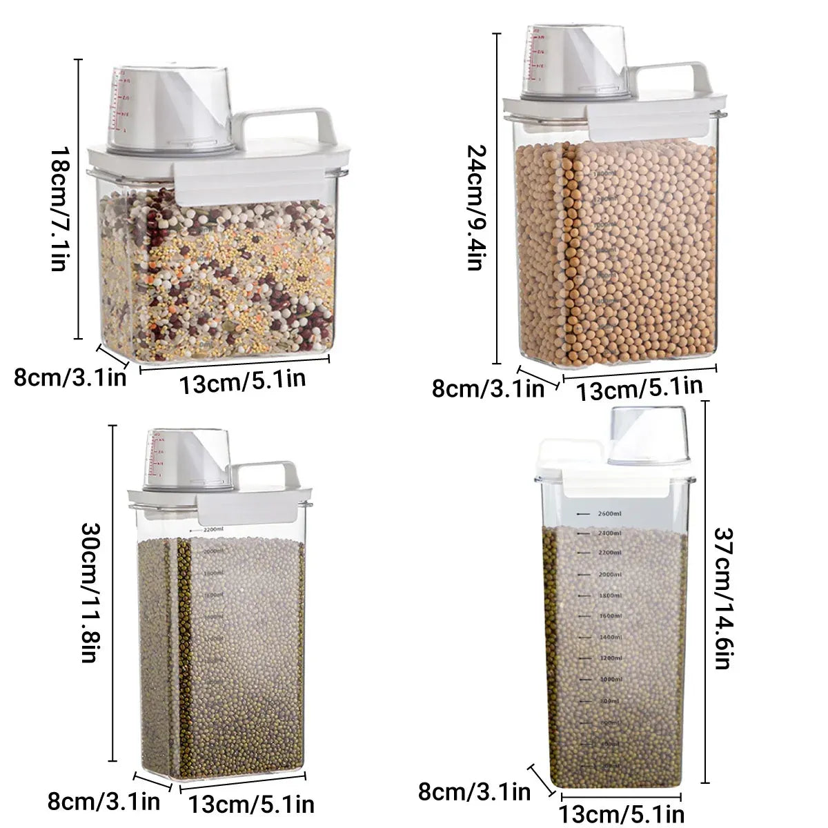 Sealed Household Grain Storage Box Transparent Rice Bucket Kitchen Storage - 2900ml — product photo 4