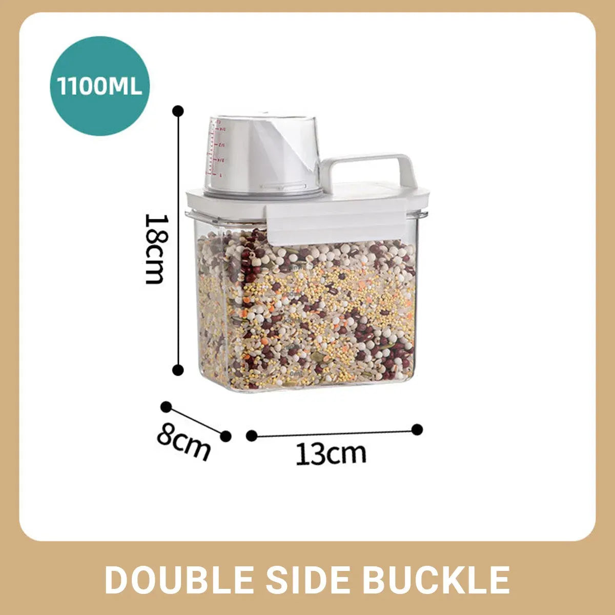 Sealed Household Grain Storage Box Transparent Rice Bucket Kitchen Storage - 2900ml — product photo 15