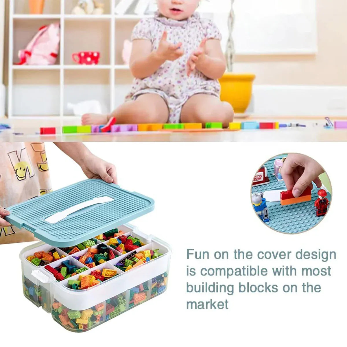 3Layer Storage Box Large Capacity Toy Organizer Building Block Storage Container - Green — product image 5