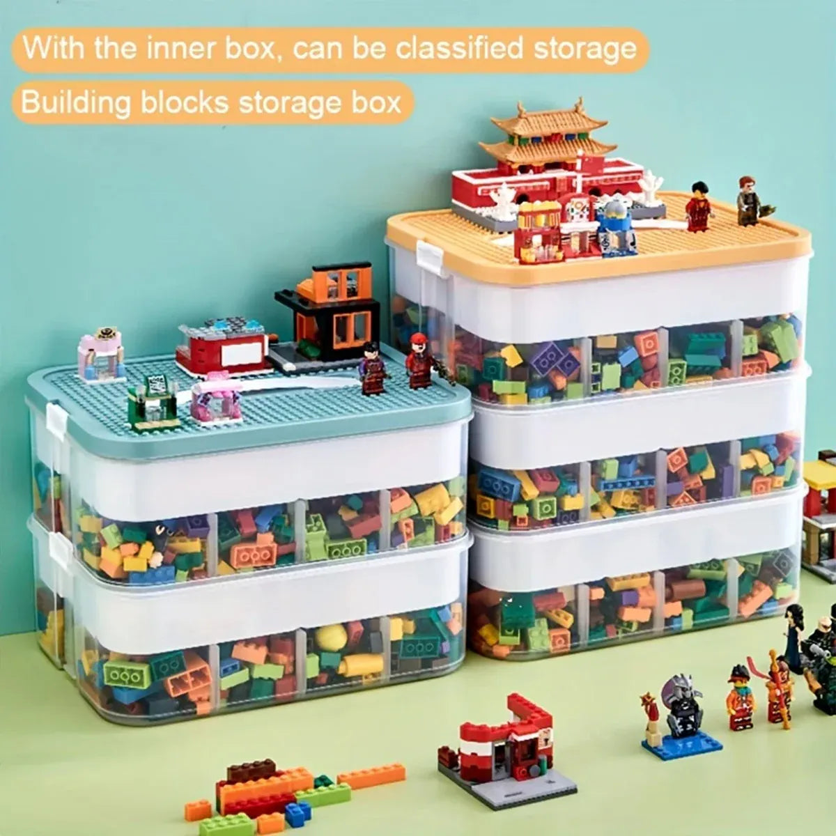 3Layer Storage Box Large Capacity Toy Organizer Building Block Storage Container - Green — product image 10