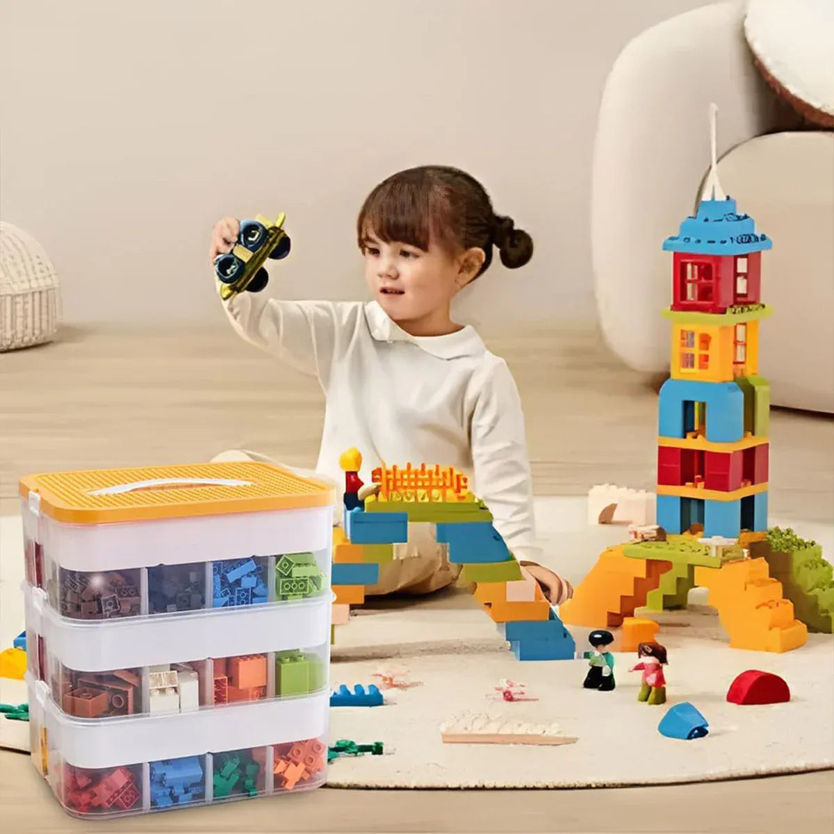 3Layer Storage Box Large Capacity Toy Organizer Building Block Storage Container - Green — product image 13