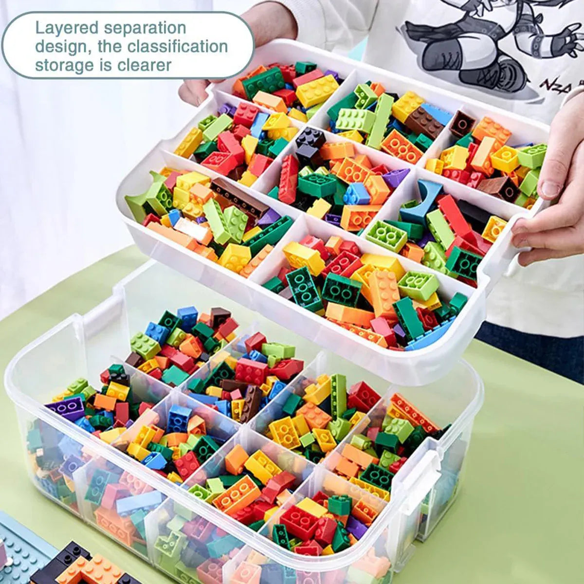 3Layer Storage Box Large Capacity Toy Organizer Building Block Storage Container - Yellow — product image 8